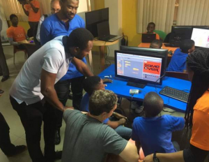 Mark Zuckerberg with young Nigerian tech enthusiaste